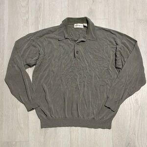 Men's L V-Neck Polo Style 100% Silk Sweater